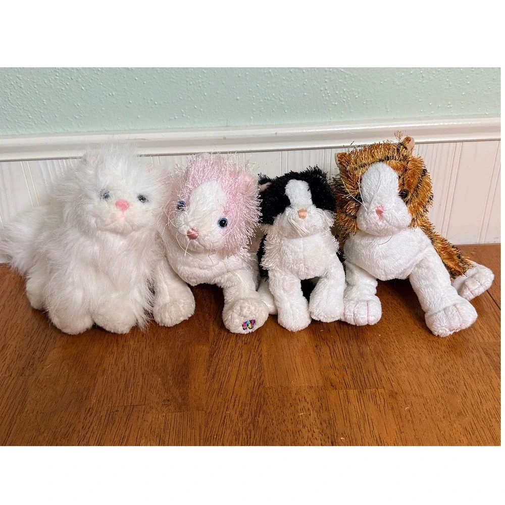 Webkinz Cats Kittens Lot of 4 Pink White Striped Small‎ Medium No Codes